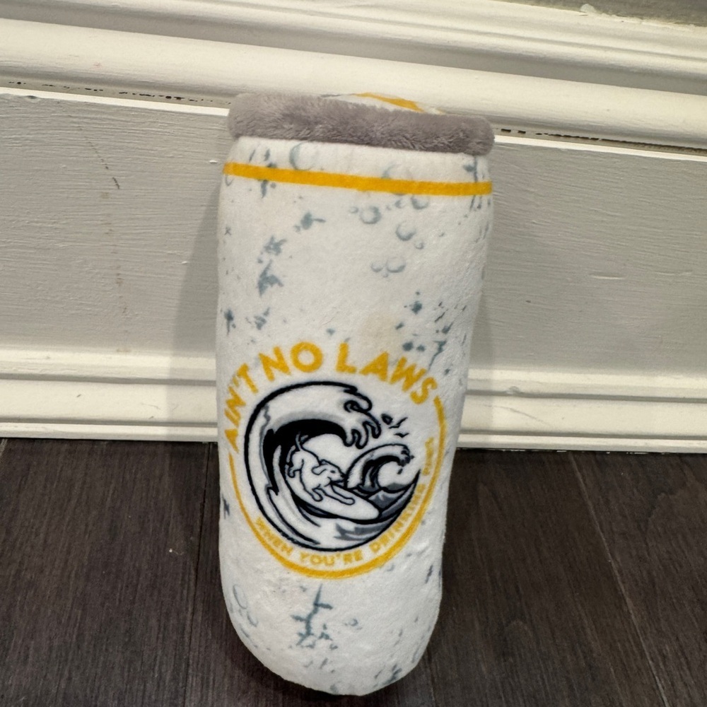 NWOT White Paw Claw Mutt Mango Dog Pet Toy Seltzer- Yellow and Gray - Picture 4 of 4